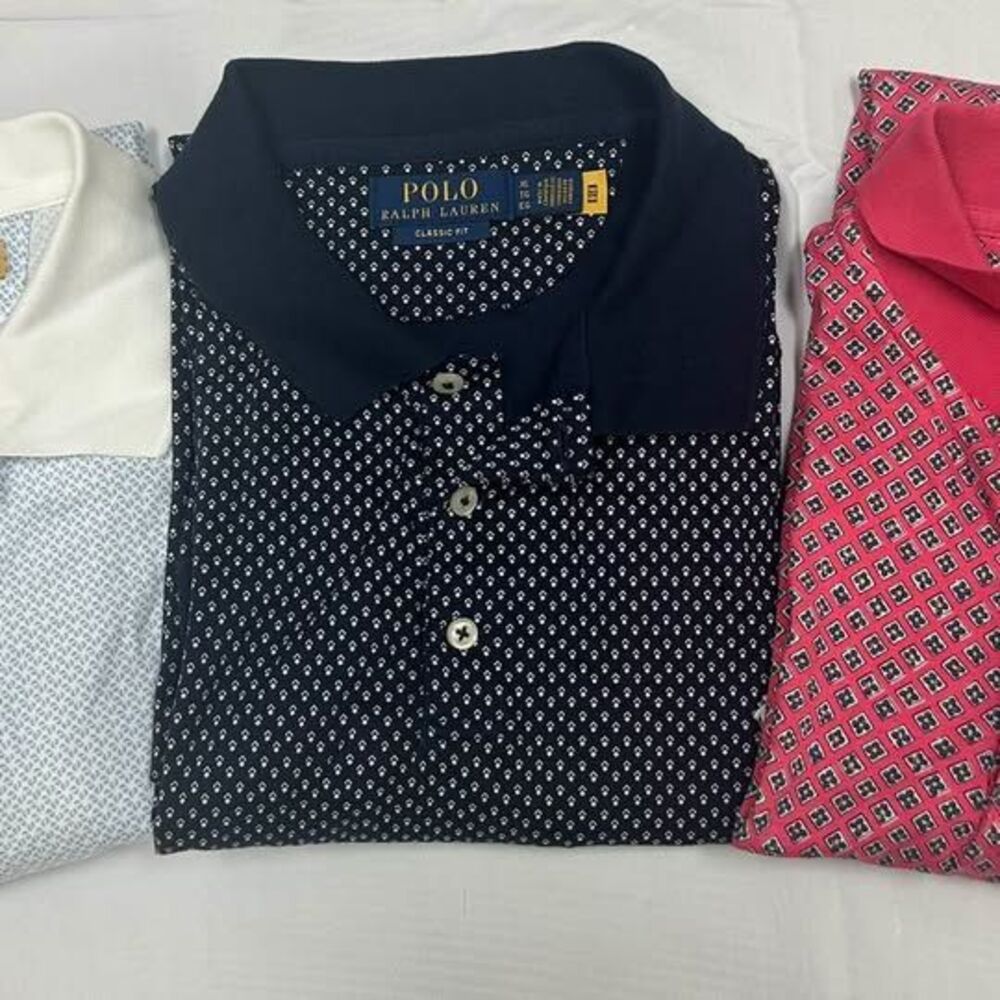 (3)Polo Ralph Lauren Men's XL Polo Shirts Lot of 3 Classic Fit Patterned Pony